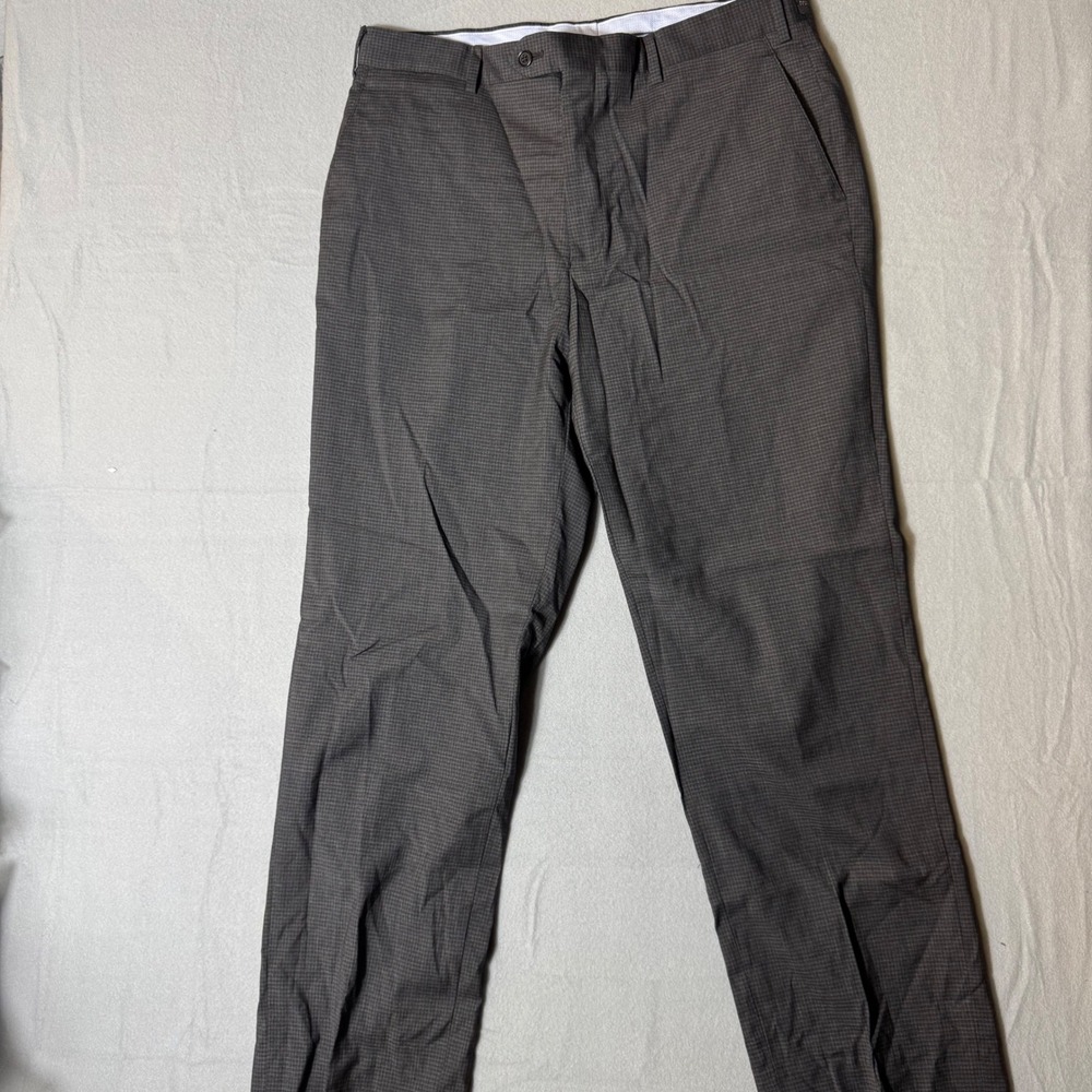 Comero‎ Super 100s Wool Dress Pants Mens 36 Dark Grey Check 6263ANT 150311